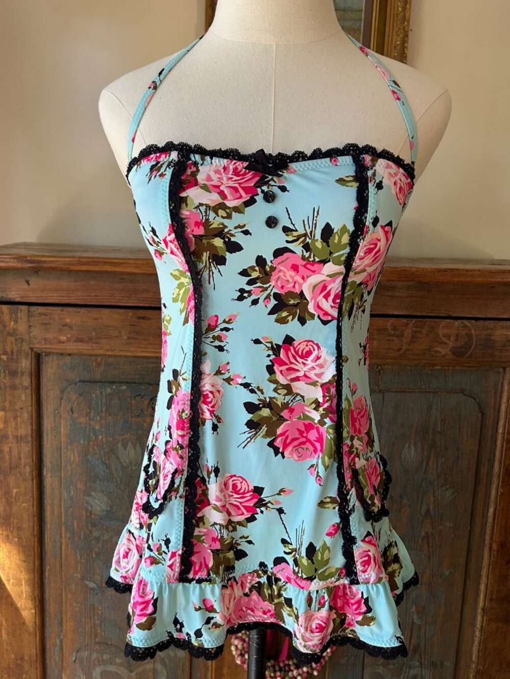 Vintage Betsey Johnson Floral One-Piece Swimsuit